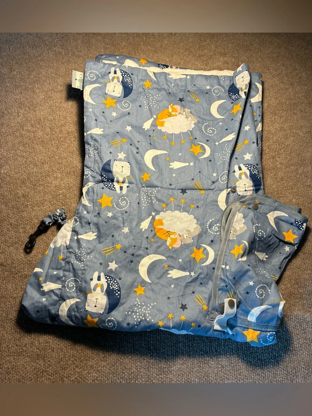 Blue Moon & Stars Baby Car Seat Cover with Peekaboo Window